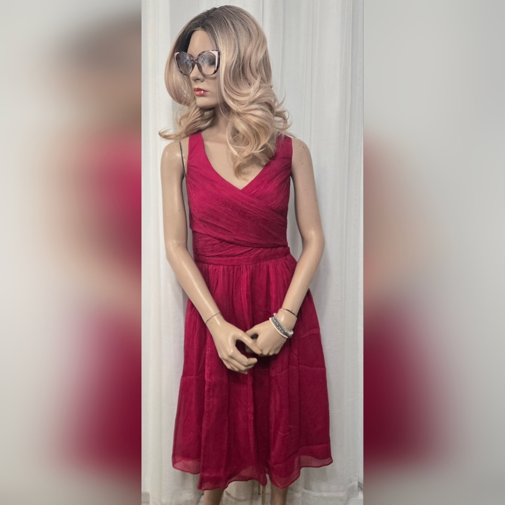 J. CREW 6 Tall Red/Fuchsia Cocktail Dress. Silk. Pristine Condition. - Picture 1 of 6